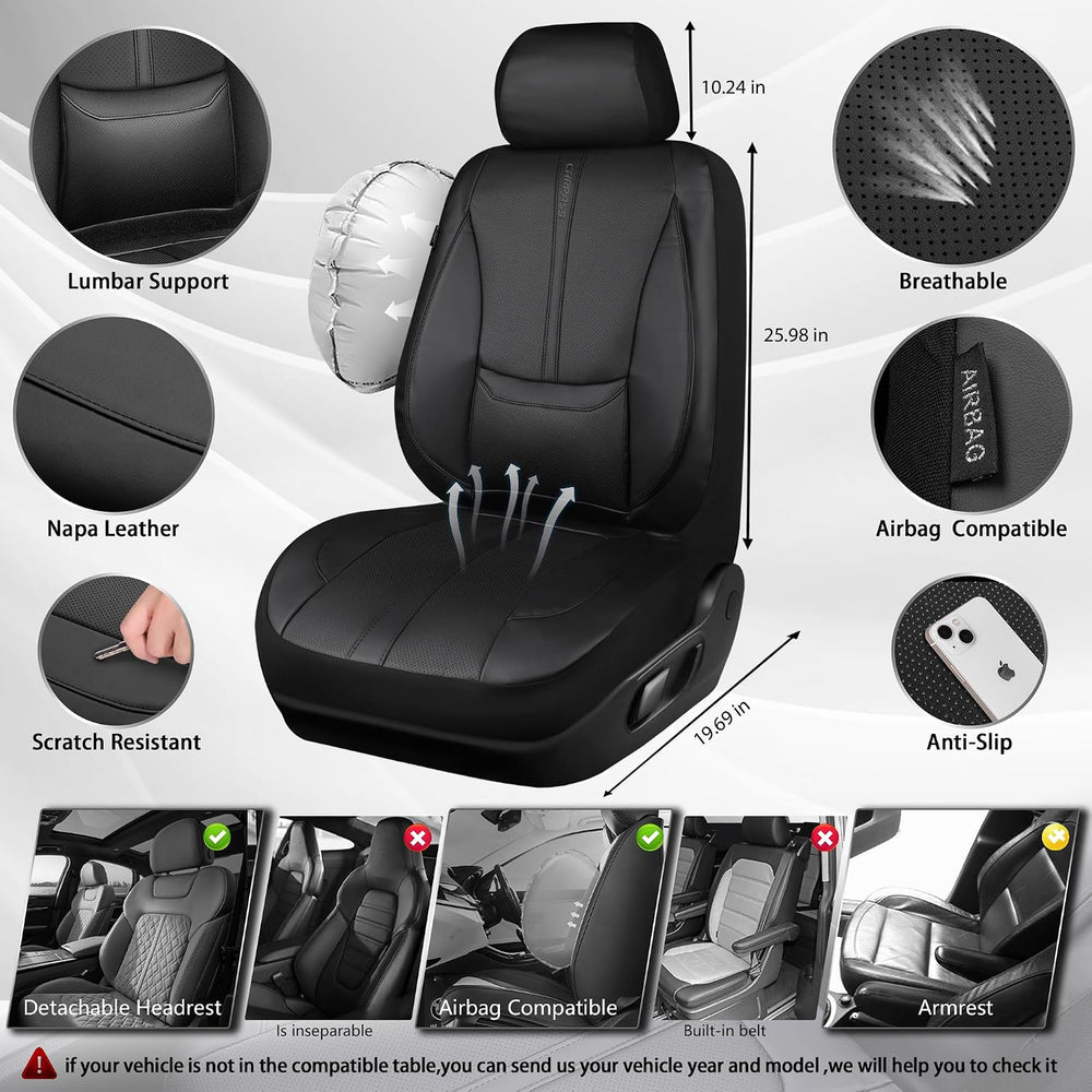 CAR PASS Nappa Leather Car Seat Covers, Water Resistant 3D Foam Faux Leather ...