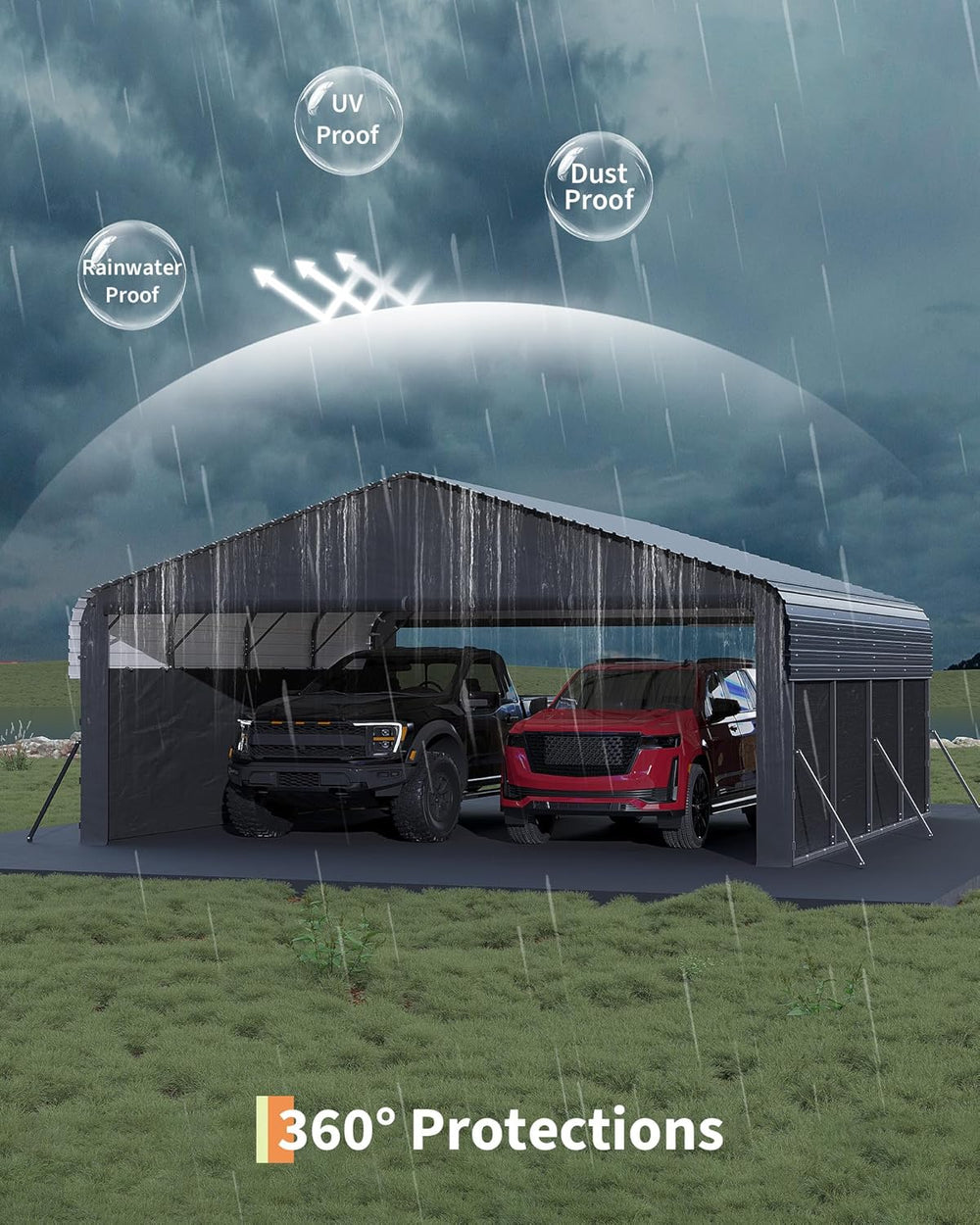 Garvee 20x20 ft Metal Carport Enclosed, Car Ports for 2 Cars