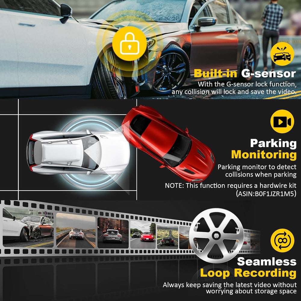 Dash Cam Front and Rear: 4K+2.5K Dual Channel Dash Cam-5GHz WiFi, GPS Dash Ca...