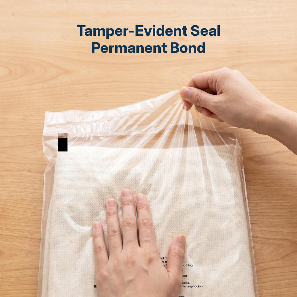24” X 36” (100 Count) Self Seal Clear Poly Bags with Suffocation Warning