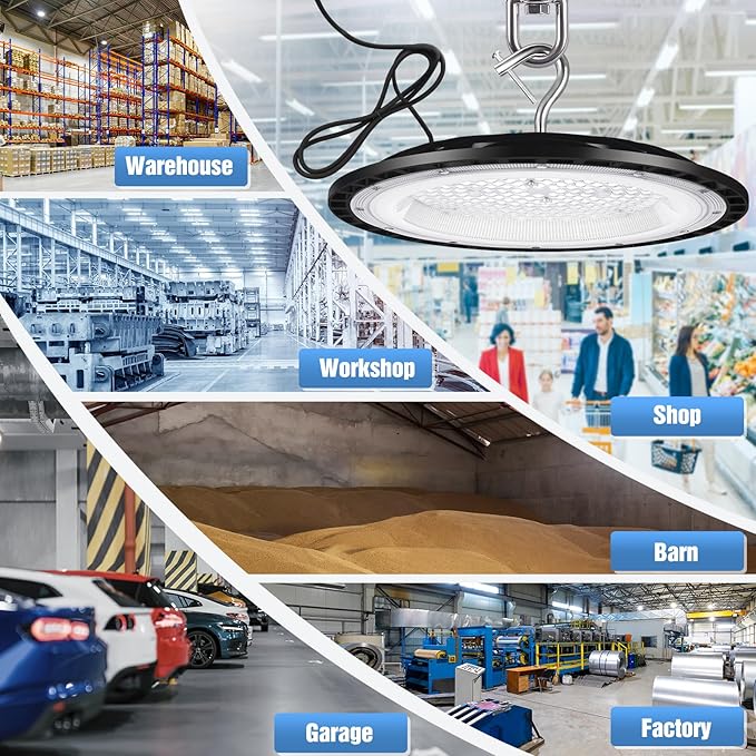 12 Pack 240W UFO LED High Bay Lights, 120VAC IP66 Waterproof, 40000LM 5000K