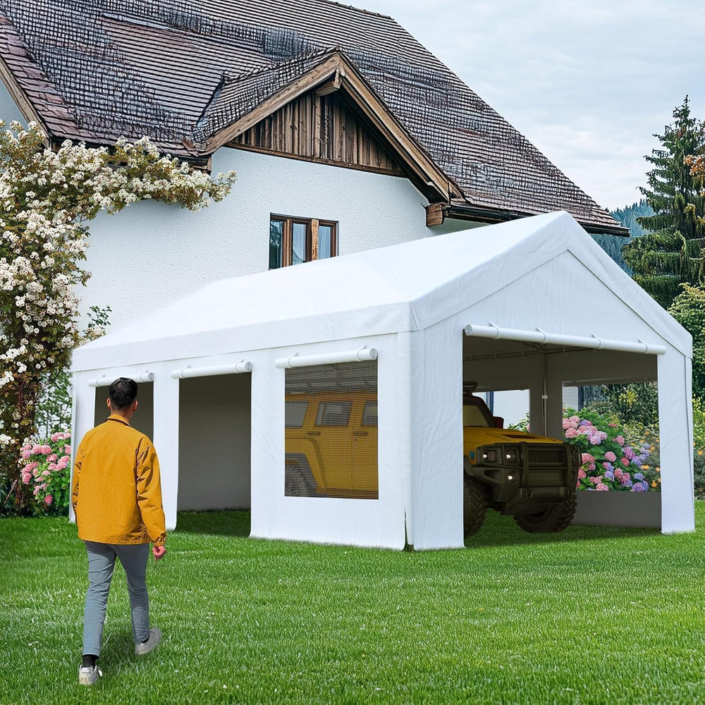 Quictent 10x20 ft Carports with Side Zipper Doors