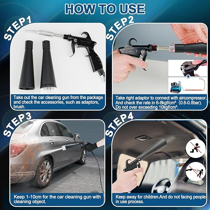 Detailing Car Cleaning Gun Interior Dryer Air Blow Gun, High Pressure Blower Gun