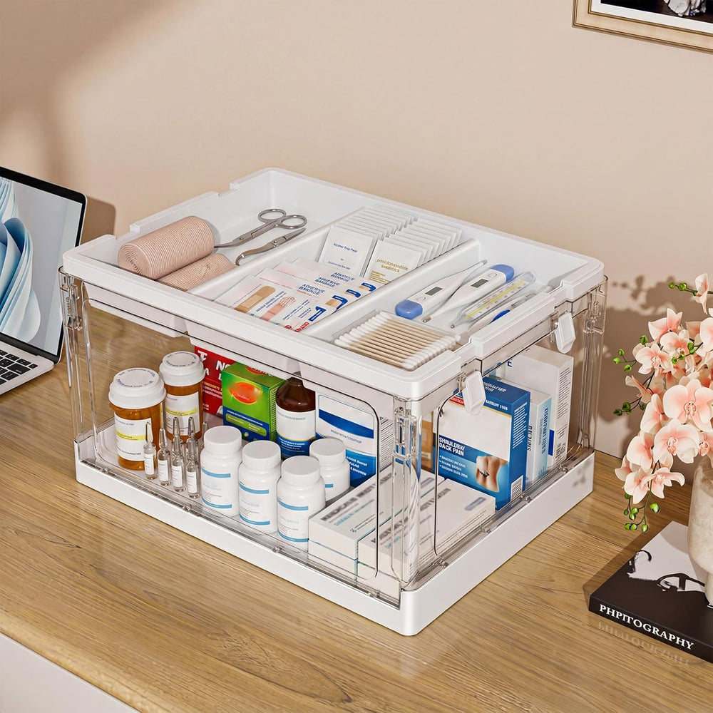 24QT 2Packs Clear Craft Organizers and Storage with Trays