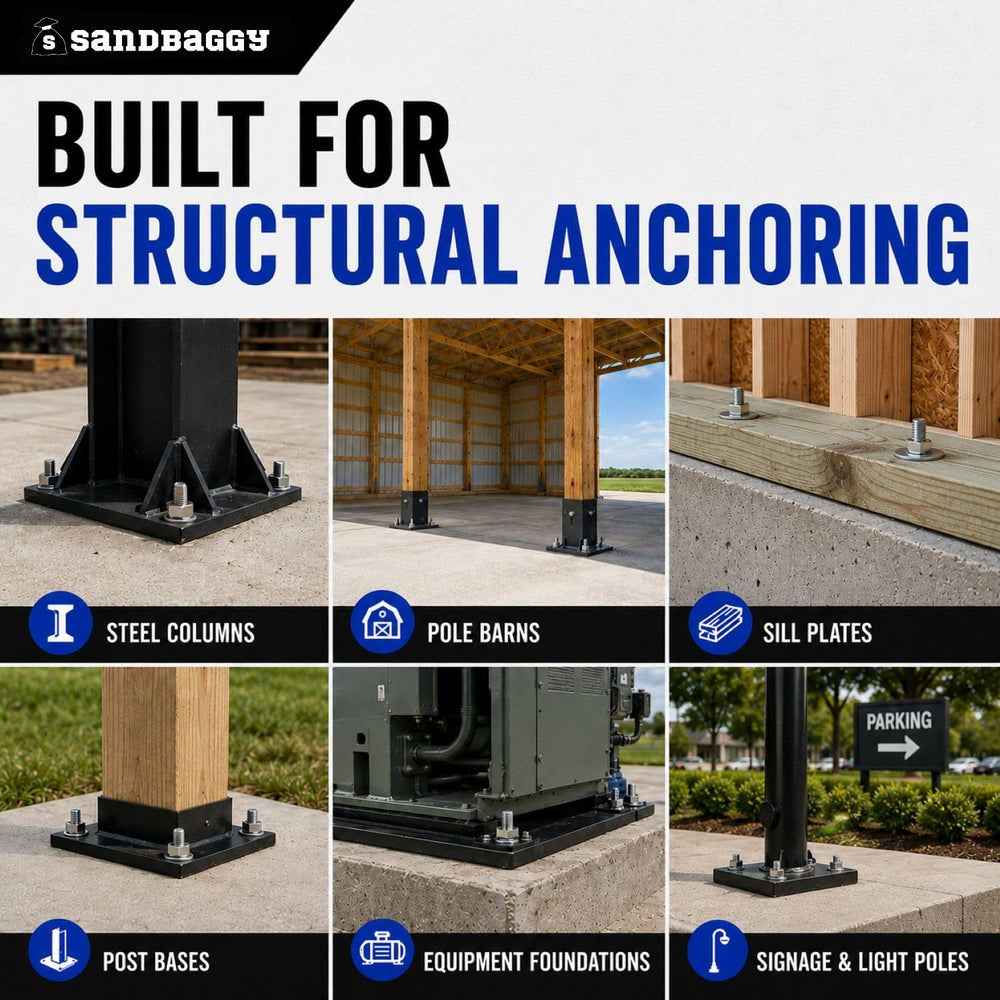 Sandbaggy 5/8" x 10" Threaded Concrete Anchor L-Bolts (Nuts & W...