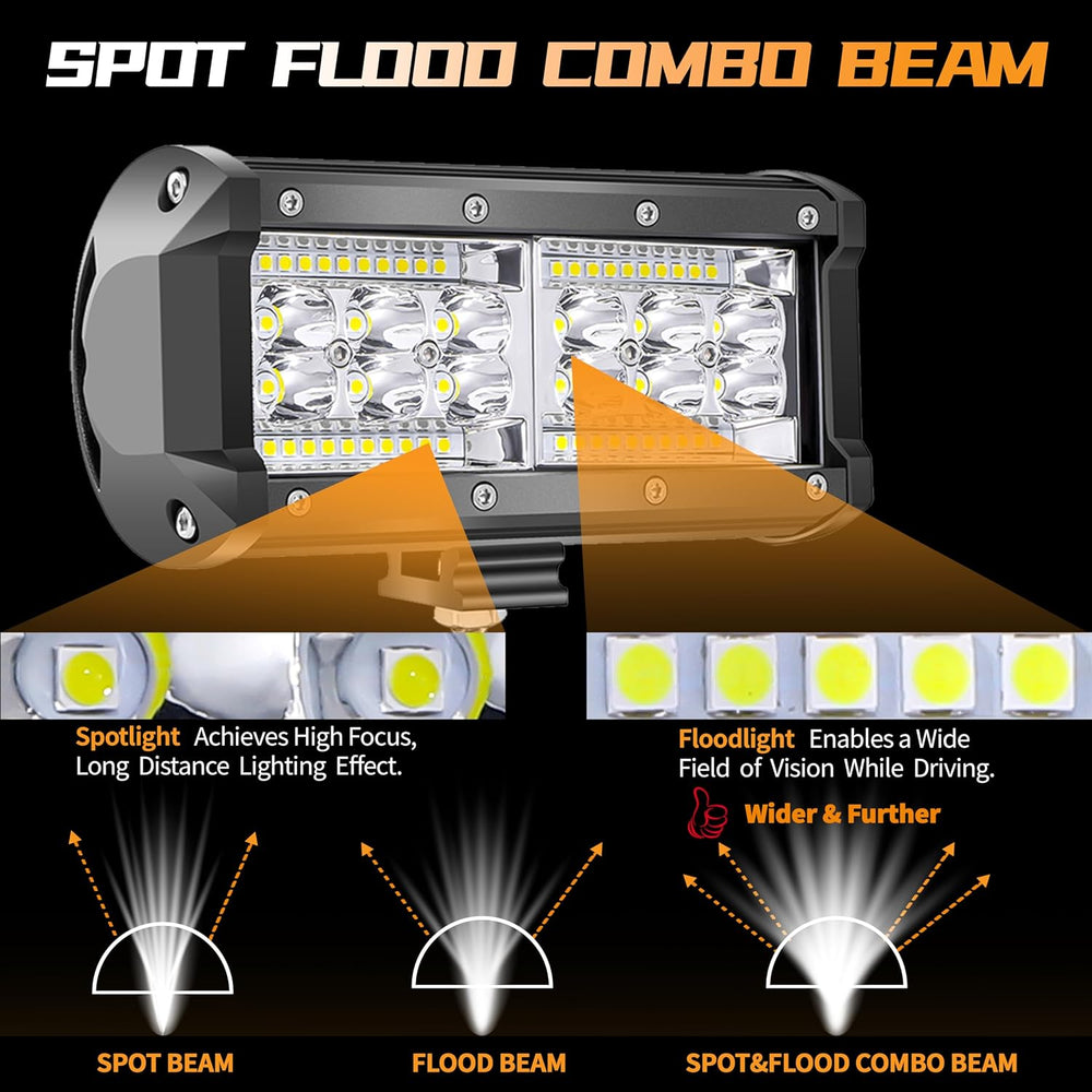 7 Inch LED Light Bars, LED Light Pods 156W 12000lm 12V 24V Offroad Driving Fo...