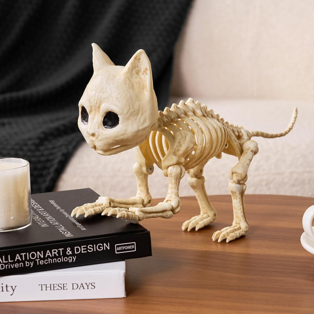 JOYIN Cat Skeleton Halloween Decorations 8 Inch Plastic Animal Skeletons with...