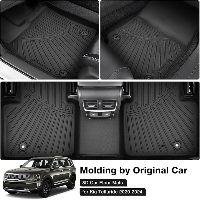 Powerty Floor Mats for 2020-2025 2026 Kia Telluride 7 Seats Accessories All