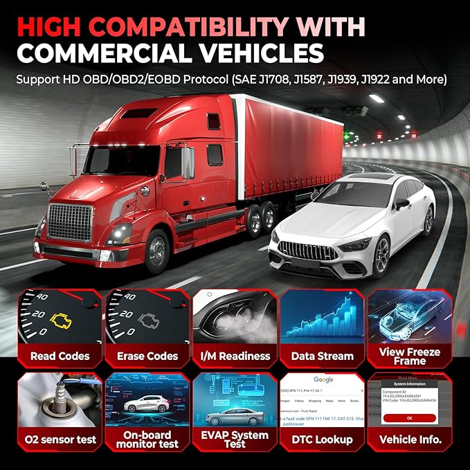 LAUNCH CRP129 HD Heavy Duty Truck Scanner, Full System Diesel Scanner