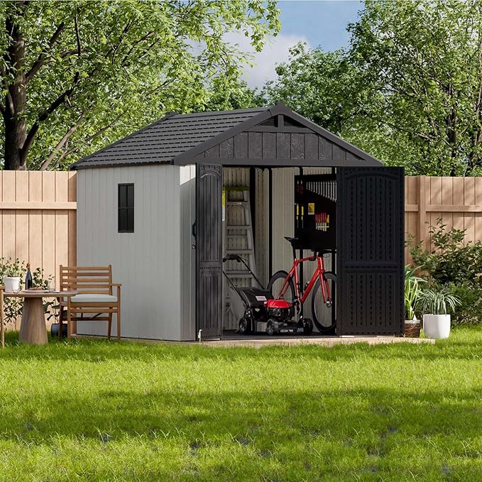 Patiowell 8x8 FT Outdoor Storage Shed, Plastic Shed Resin Garden Tool Shed