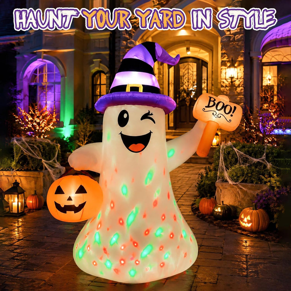 4.5 FT Halloween Inflatables Ghost with Pumpkin Boo, Halloween Decorations Ou...