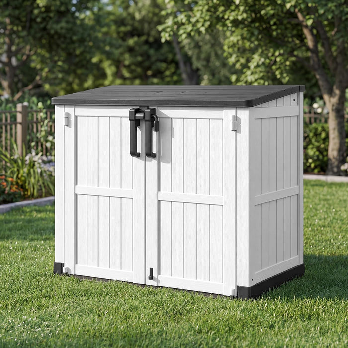Outdoor Horizontal Storage Cabinet Box 36 Cu Ft with Lockable Doors, Outdoor Storage Shed Portable Waterproof for Backyard Garden