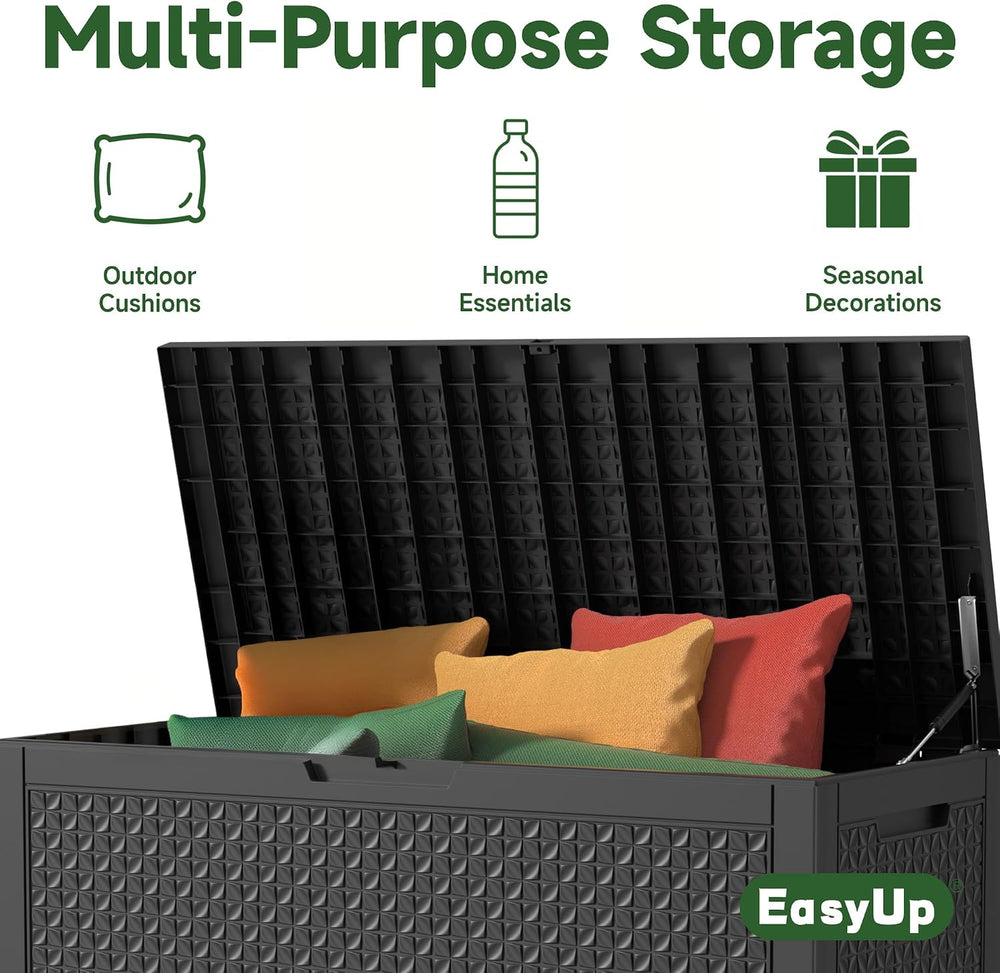 EasyUp 121 Gallon Outdoor Storage Box Waterproof, UV Resistant Resin Deck Box...