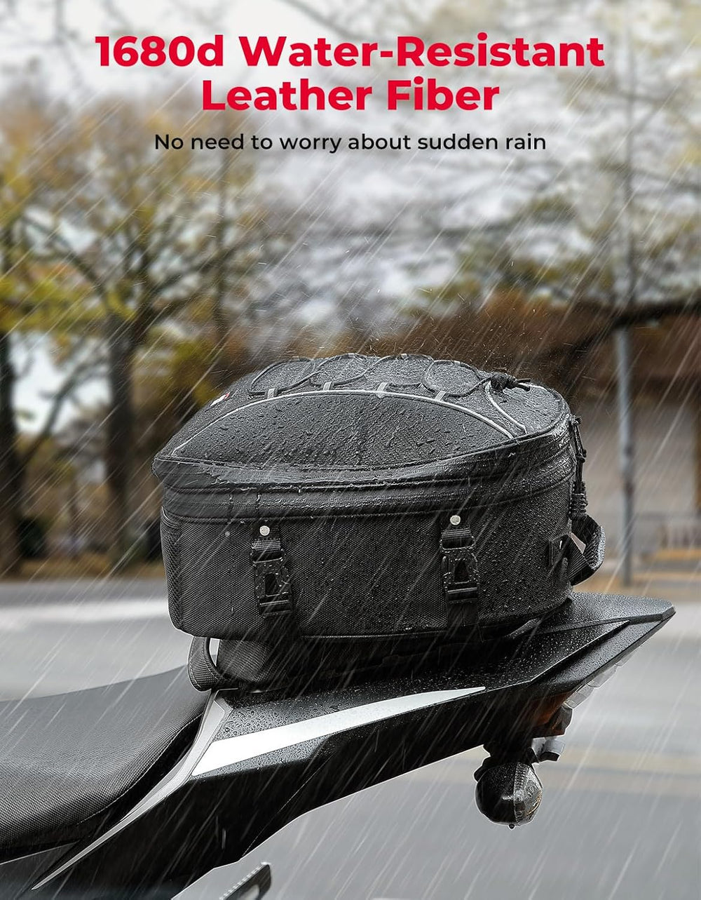 KEMIMOTO Motorcycle Tail Bag, Dual Use Motorcycle Rear Seat Bag with Waterpro...