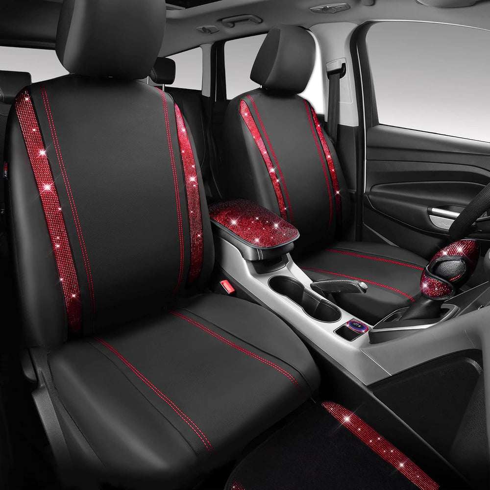 CAR PASS 23 PCS Bling Diamond Car Accessories Set for Women, Leather Car Seat...