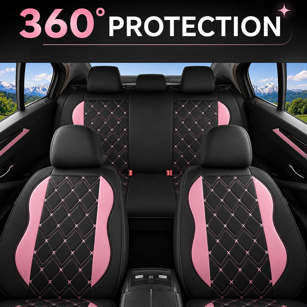 Road Comforts Seat Covers, Premium Leather Car Seat Covers Full Set for Women...