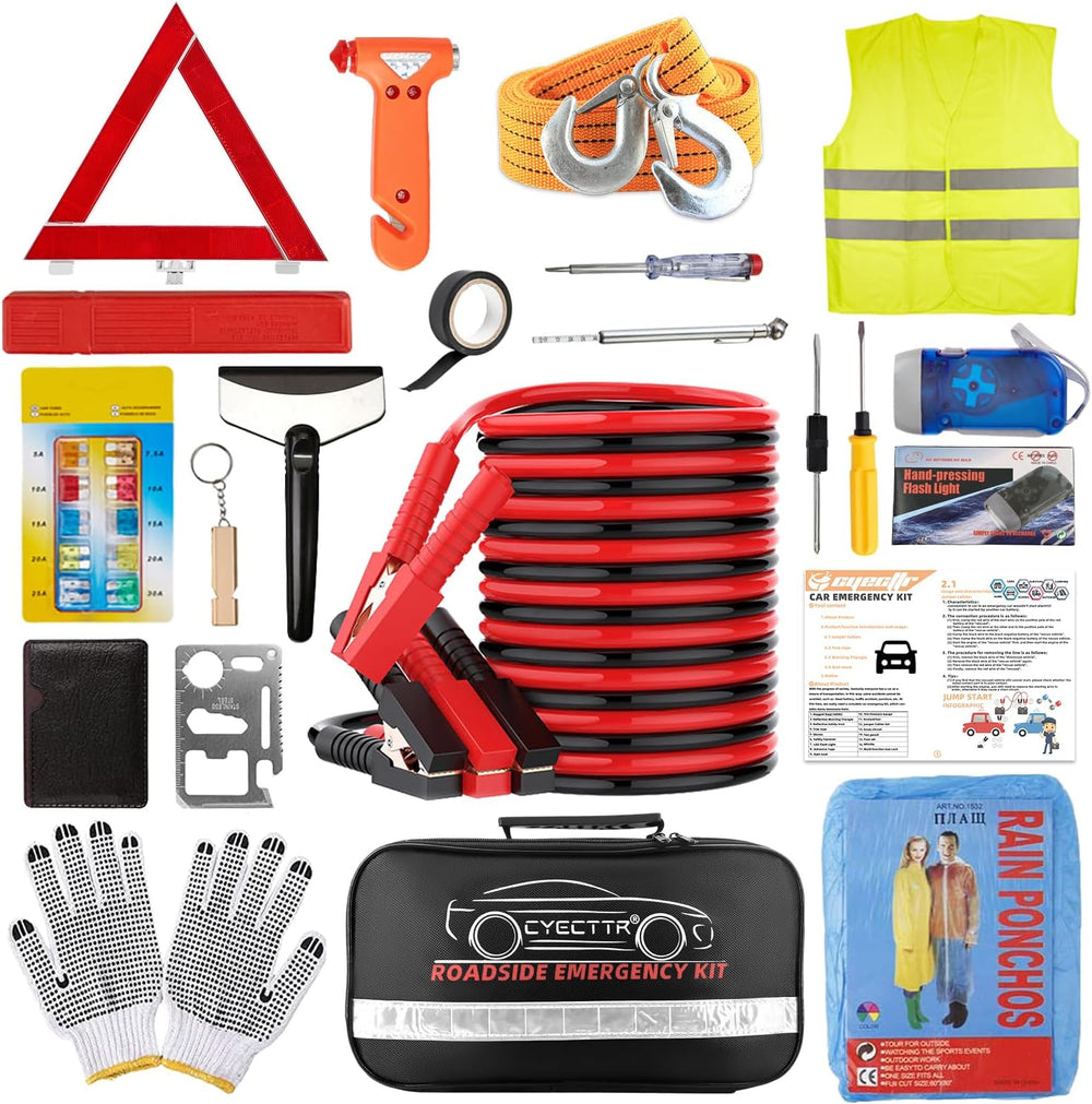 Roadside Emergency Car Kit for Auto,Vehicle Safety Assistance Kit with Jumper...