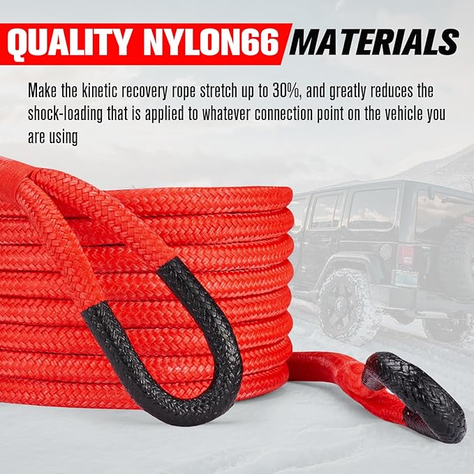 FieryRed 3/4” x 20FT Kinetic Recovery Rope Kit