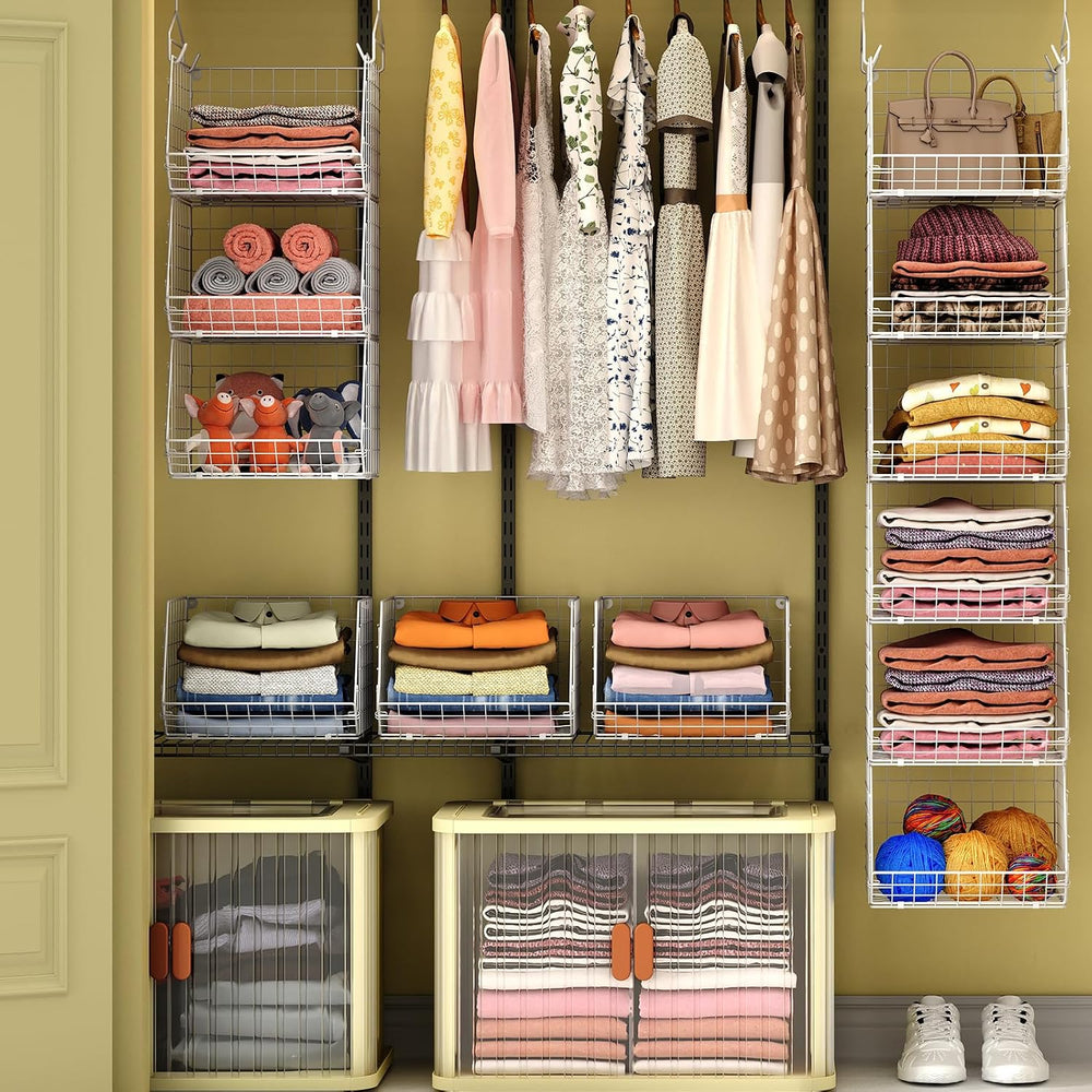 X-cosrack 6 Tier Closet Hanging Organizer, Clothes Hanging Shelves with 4 Han...