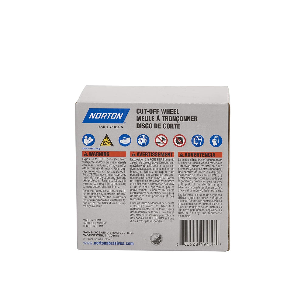 Norton Cut Off Wheels 50-Pack, 4 1/2 Inch High Performance Metal & Stainl...