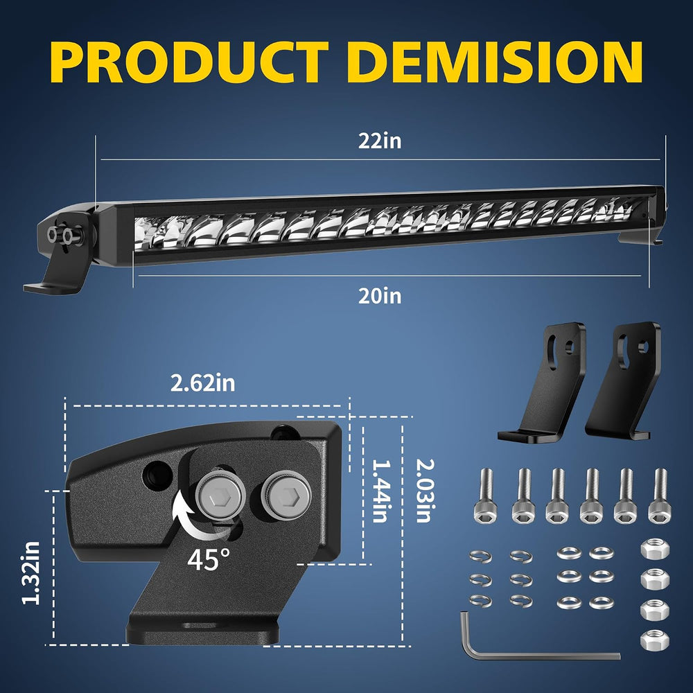 4WDKING Dual Color Slim LED Light Bar 22 Inch Fog Lights for Offroad Trucks