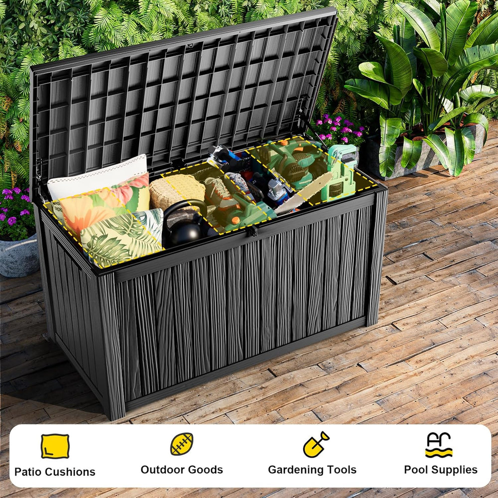 230 Gallon Outdoor Deck Box, Resin Waterproof Storage Box With Lockable Lid, ...