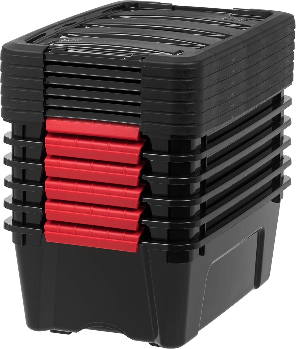 IRIS USA 6-Pack 13 Quart Storage Bins with Lids, Black
