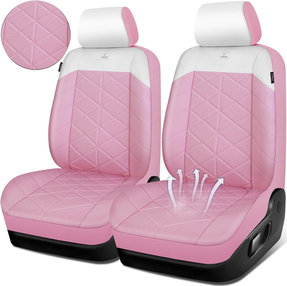 CAR PASS Memory Foam Leather Front Seat Covers, Waterproof Nappa Leather Seat...