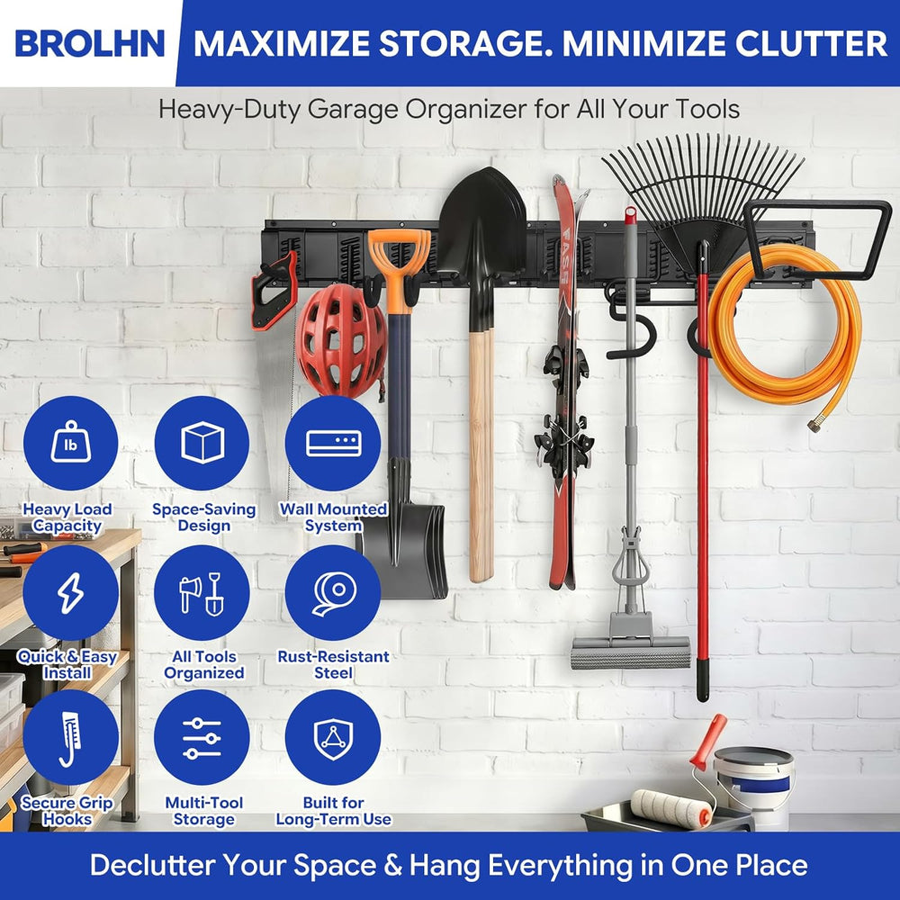32 Inches Rail Garage Tool Organizer Wall Mount, 480LBS Capacity, Tool Rack, ...