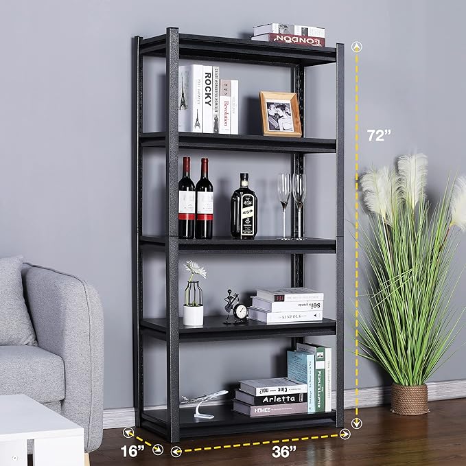 Rigma 5 Tier Garage Shelf, Heavy Duty Steel Shelving Unit, Adjustable Metal