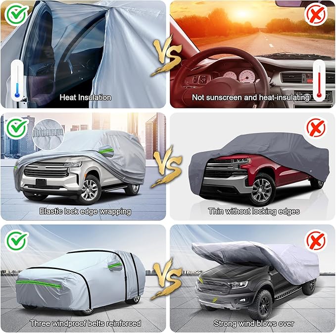 TUCAREST 6-Layers Premium Full Car Cover Hard Shell Zipper Design Waterproof