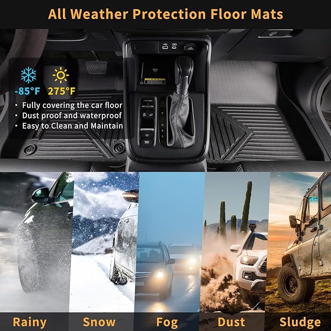GINOWY- Floor Mats for Kia Seltos 2020-2024 2025, TPE All Weather Protection
