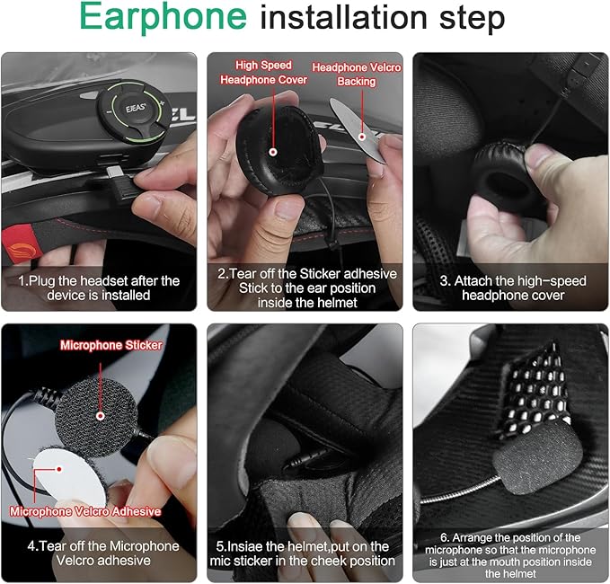 SolaMr Q8 Motorcycle Helmet Bluetooth Intercom Headset, 230hours Standby (2 P...