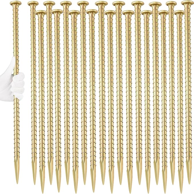 16 Inch Rebar Stakes 1/2 Inch Diameter Galvanized Steel Ground Anchors Heavy ...
