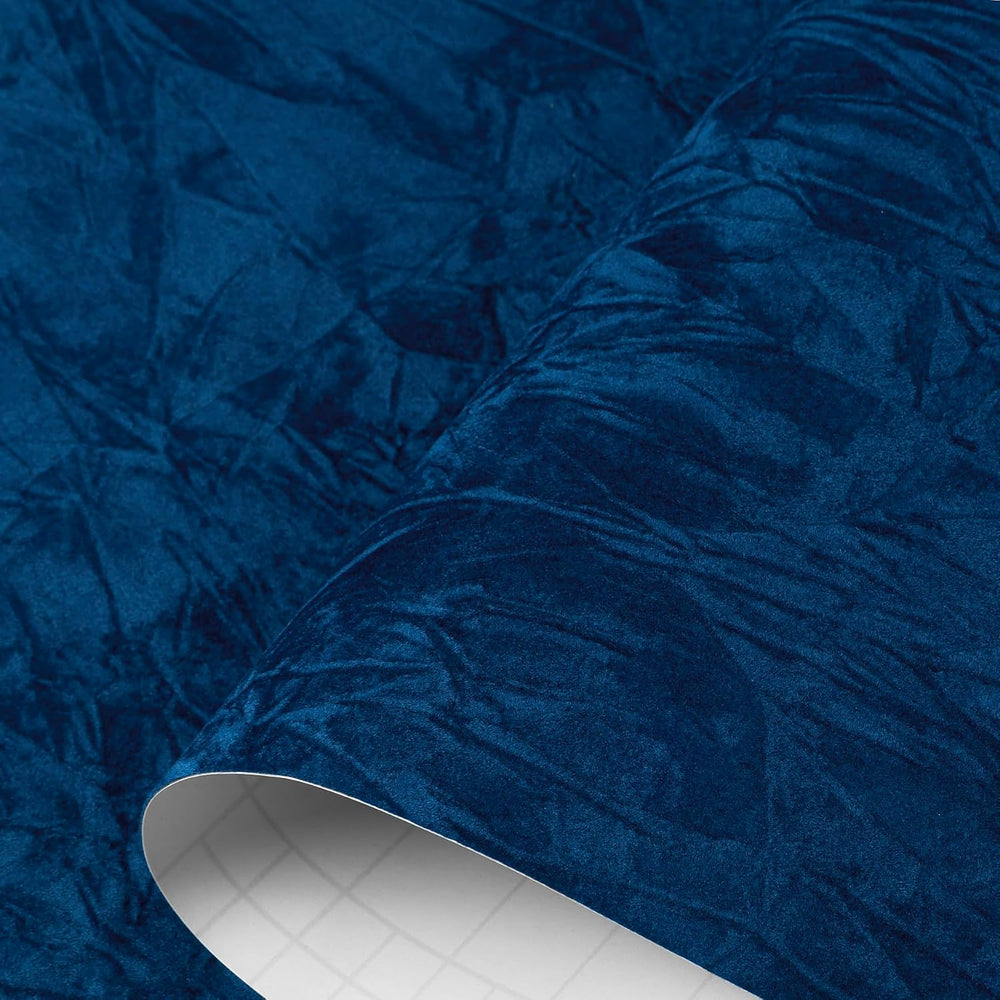 Decotalk 2ft X 10ft Blue Velvet Wallpaper Felt Sheet Fabric Wallpaper Self Ad...
