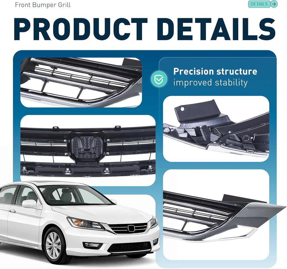 ALMULOO Front Bumper Grill Compatible with 2013-2015 Honda Accord 4Door Sedan...