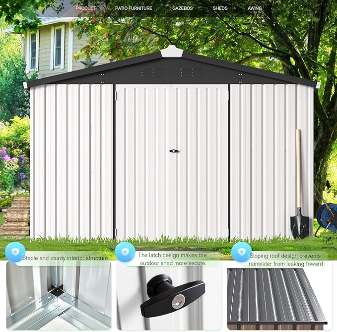 U-MAX 10x14 Shed, 14x10 Metal Outdoor Storage Shed, Large Outside Storage