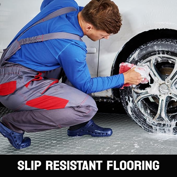 TUFFIOM 7.5 x 20 FT Garage Floor Mat, Thickened Diamond Plate PVC Garage Mats