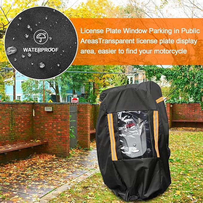 Motorcycle Cover All Season, Universal Waterproof Weather Sun Outdoor