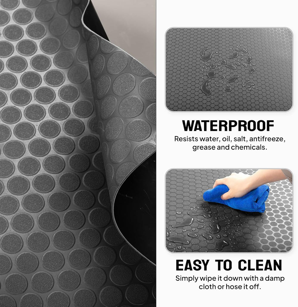 TUFFIOM 7.5 x 17 FT Garage Floor Mat, Thickened Coin Plate PVC Garage Mats Fl...