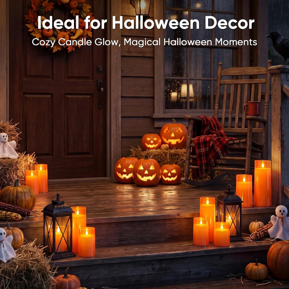 Raycare Orange Halloween Battery Operated Flameless LED Candles with Remote