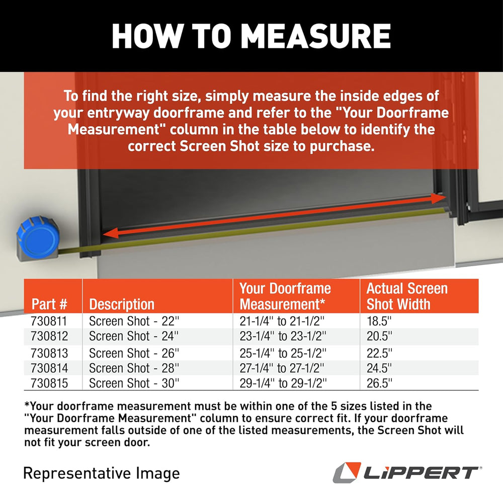 Lippert Screen Shot Automatic RV Screen Door Closer, 30", Compatible wit...