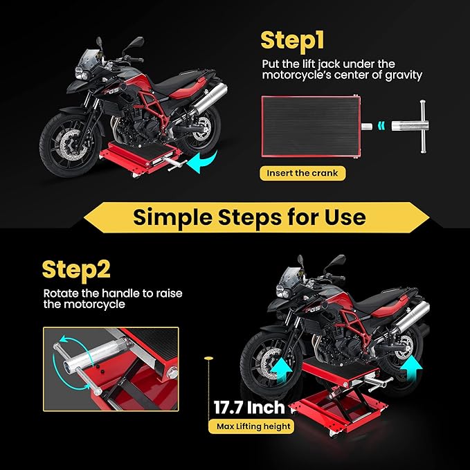 VIVOHOME 1100 Lbs Steel Wide Deck Motorcycle Lift ATV Scissor Lift Jack