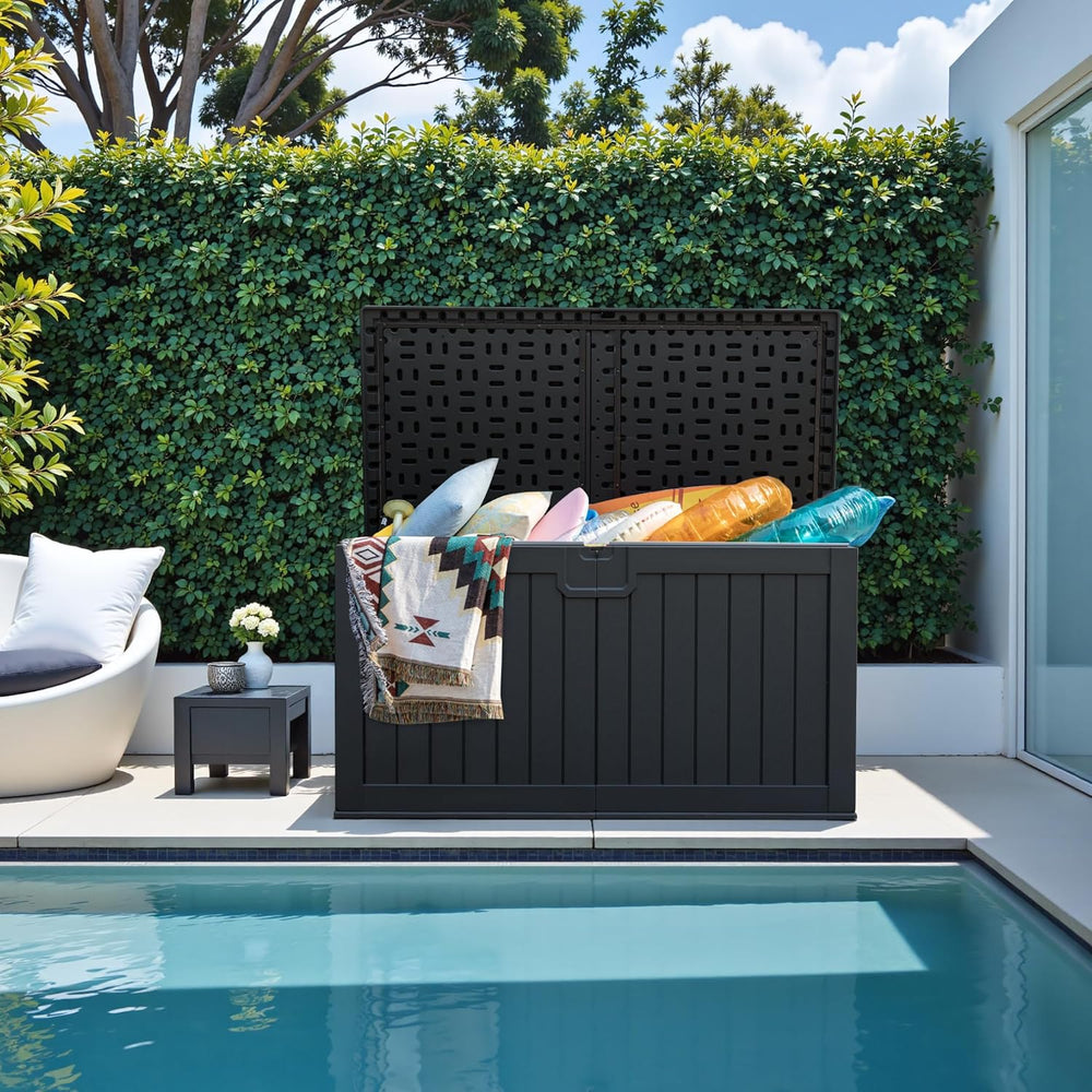 Greesum 230 Gallon HDPE Outdoor Storage Box with Removable Dividers, Weatherp...