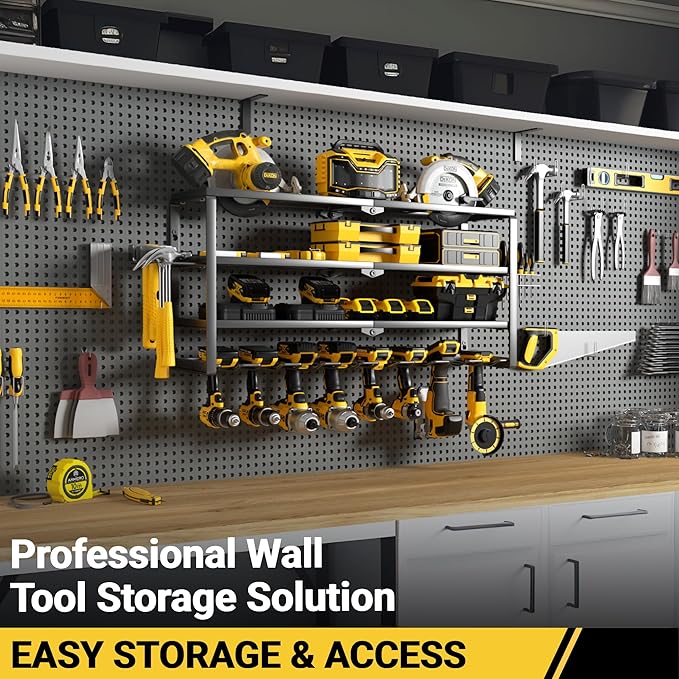 YYR 4 Layer Power Tool Organizer Wall Mount, Cordless Drill Hanger Storage Rack