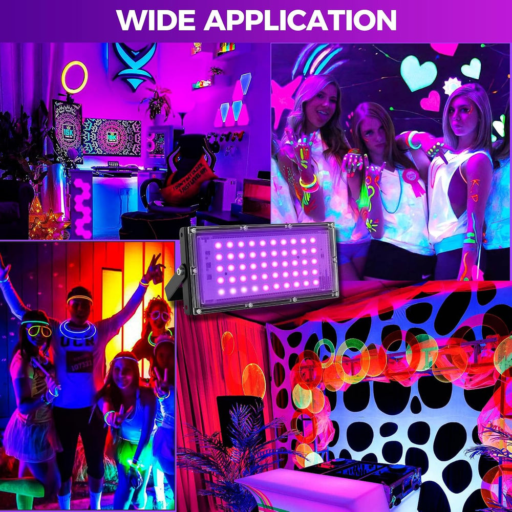 50W LED Black Lights for Glow Party, IP65 Waterproof UV Blacklight Floodlight...