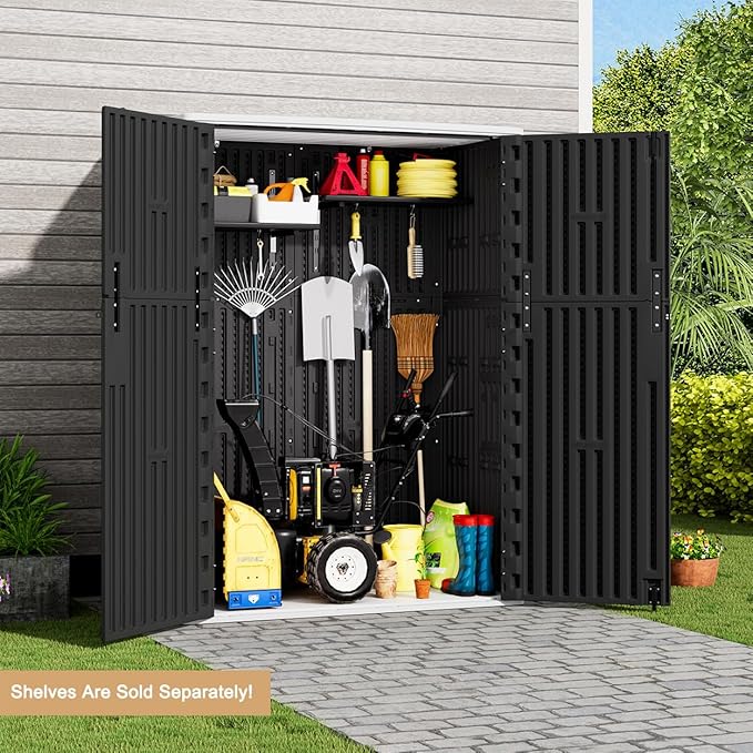 KINYING Outdoor Vertical Storage Shed, 57 Cu.ft Outdoor Storage Cabinet