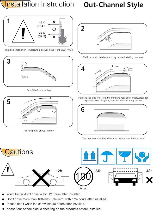 Side Window Deflector Visor Rain Guard