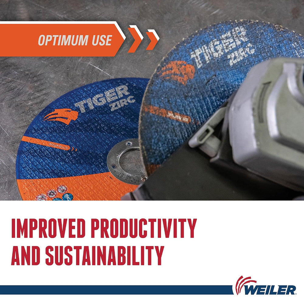 Weiler 58030 4-1/2 Inch Cutting Wheel, Tiger Zirc Steel/Metal Fast Cut & ...