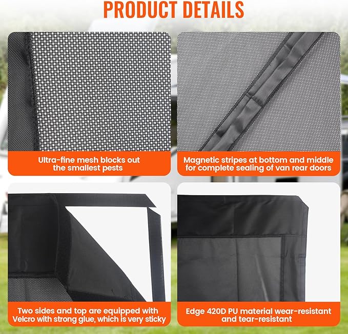 83''H x 59''W Van Bug Screen Side Door Sliding Door Window Co...